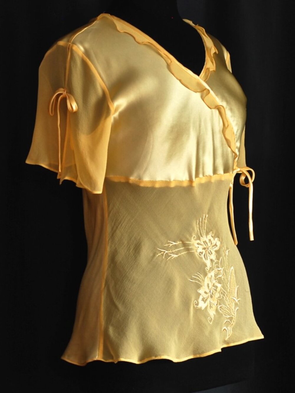 Vivaseta Silk Top With Embroidery On Silk Chiffon - Picture 2 of 7